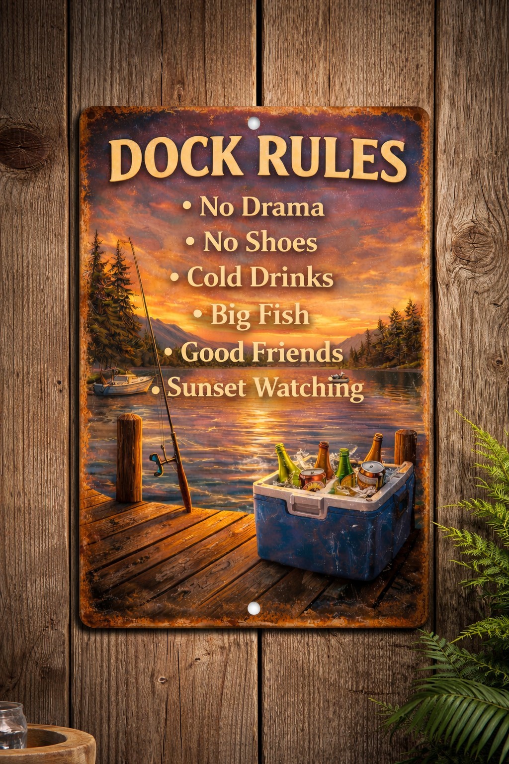 Dock Rules Metal Sign 8x12 Rustic Lake House Decor Fishing Boating Camp Wall Art gallery