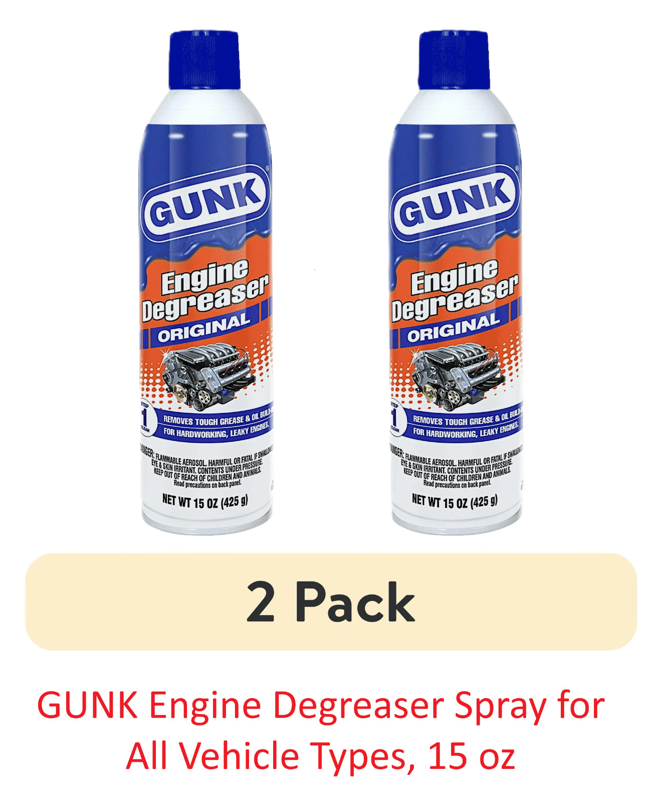 2 pack,GUNK Original Engine Degreaser,Aerosol Spray,All Vehicle Types, 15 oz. gallery