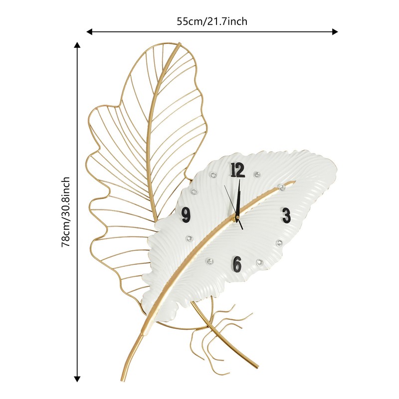 Extra Large Outdoor Garden Wall Clock Hanging Feather-shaped Wall Clock 21*30in gallery