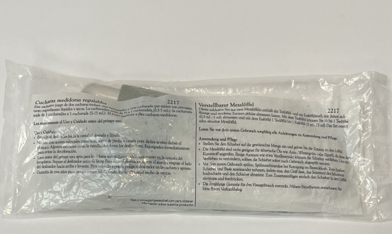 PAMPERED CHEF Adjustable Measuring Spoon Set of 2 #2217 Sliding Spoons NEW gallery