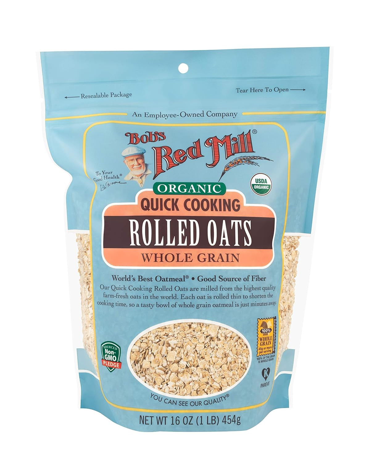 Organic Quick Cooking Rolled Oats, 16Oz (Pack of 4) - Non GMO, Whole Grain, Vega gallery