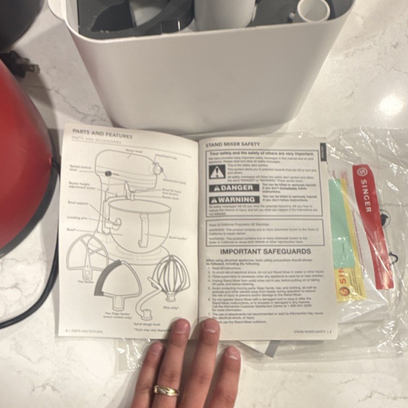 KitchenAid Bosch HMT72M450 Red Stand Mixer, Bowl, Whisk, Beater, Dough Hook gallery