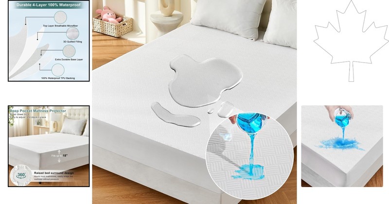Cooling Waterproof Mattress Protector - Soft Microfiber for Tranquil Sleep gallery
