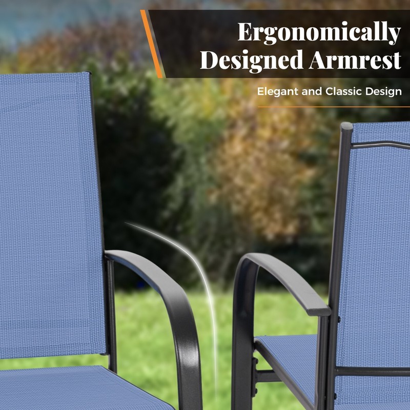 PHI VILLA 7 Piece Patio Dining Set Outdoor Metal Table with Umbrella Hole gallery