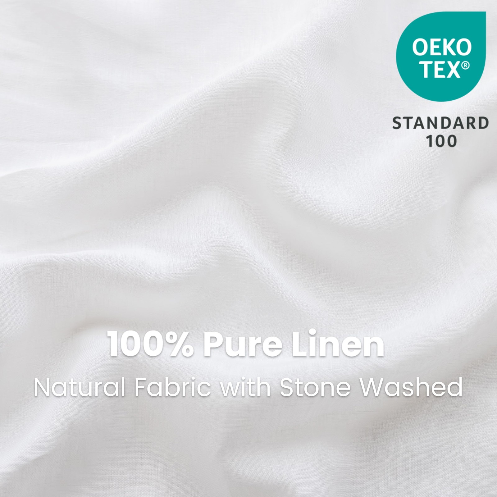100% Linen Fitted Sheet - Organic Deep Pocket Bed Sheets for 16" Queen White gallery