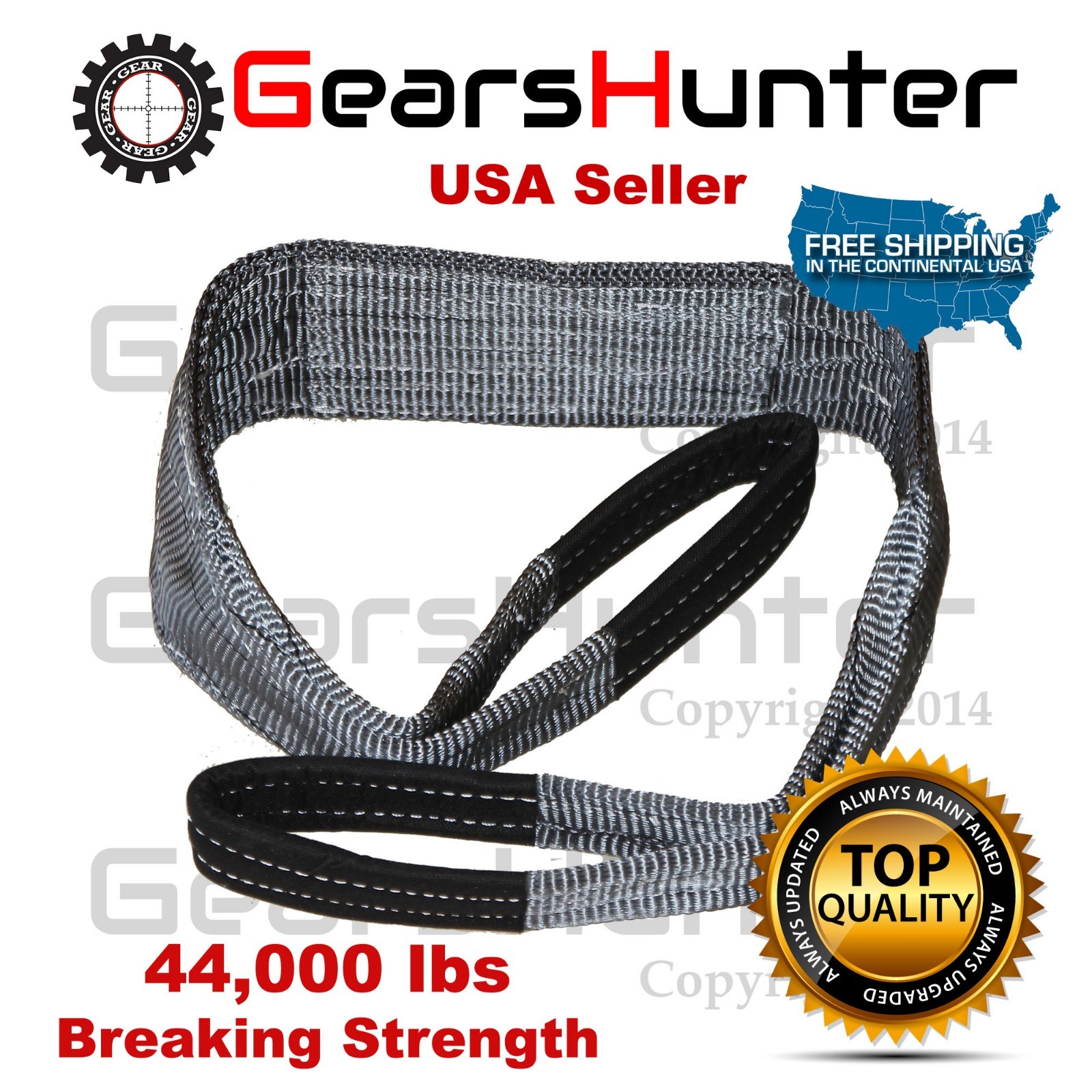 4" (Various Length) 2-Ply Nylon Web Sling Lift Tow Strap Heavy Duty 44000 LBS gallery