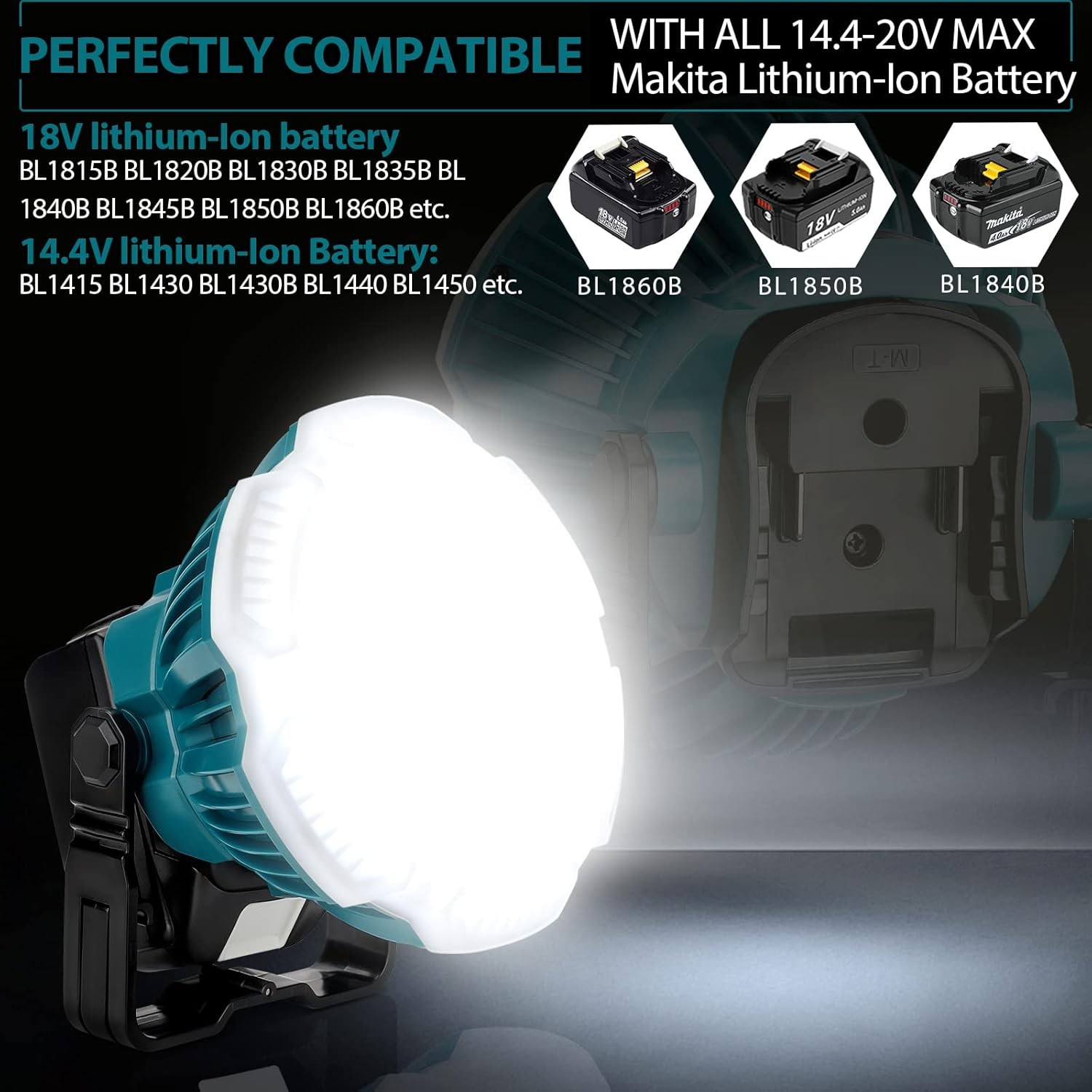 24W 2400LM LED Flashlight Work Light LED Camping Lantern for Makita 18v Battery gallery