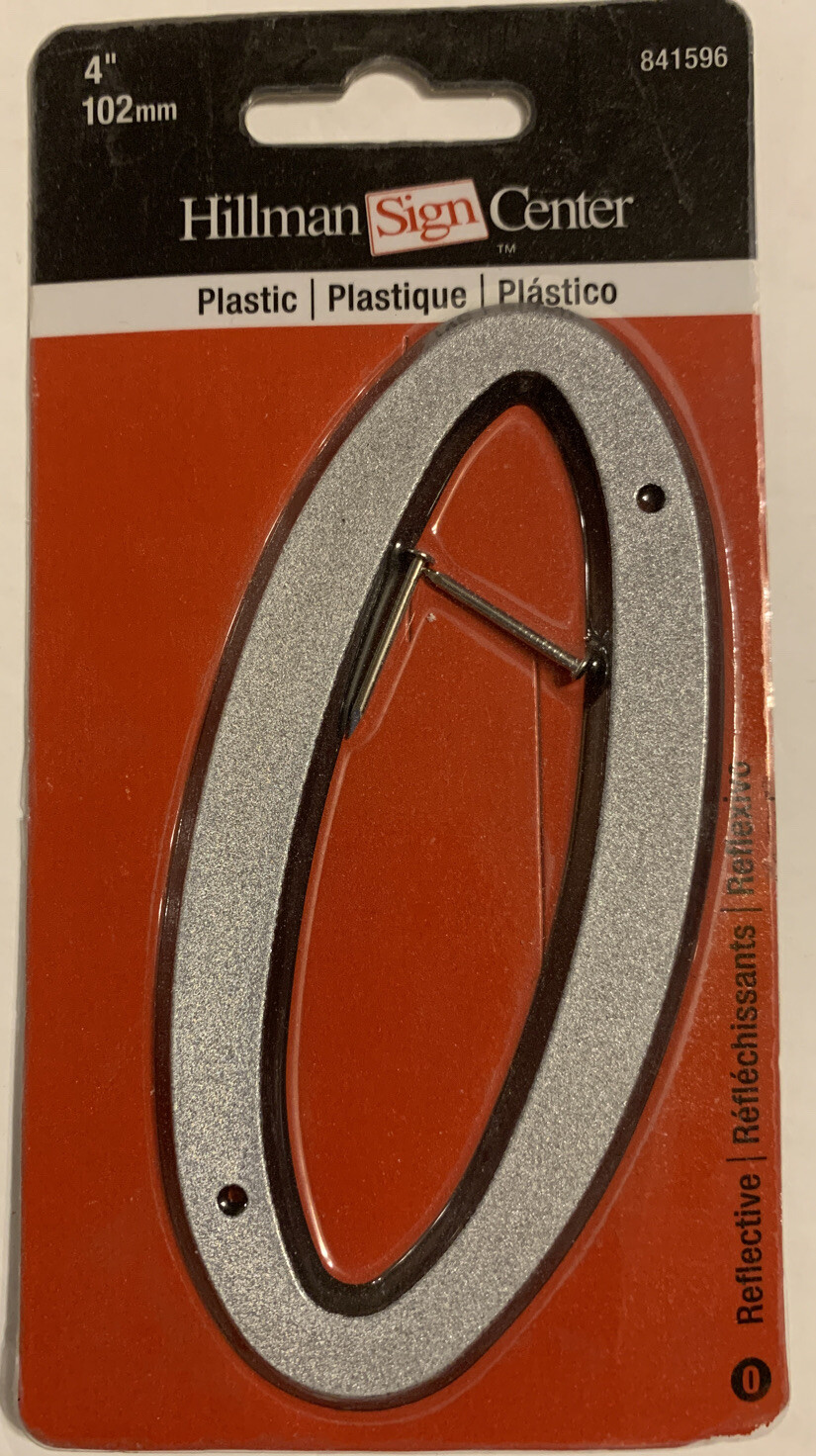 (#0, 3/16”H 4”L) Hillman REFLECTIVE House Number #0 Flat, With Nails gallery