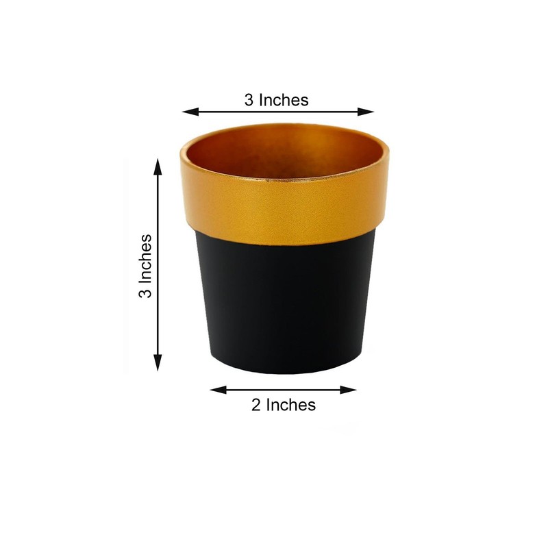 6 pcs 3-Inch Metallic Round PLASTIC FLOWER PLANT POTS Wedding Party Supplies gallery