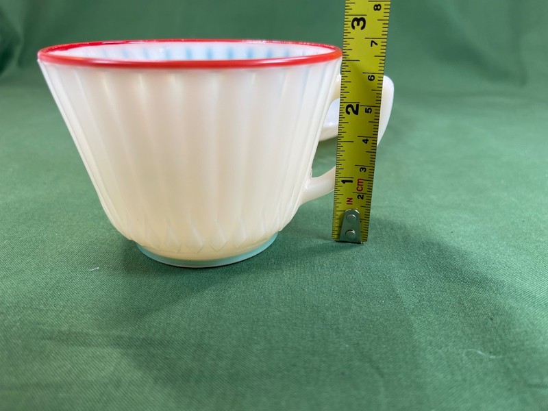 1 ~ MacBeth-Evans Petalware Cremax Primary Color Bands Cup & Saucer Set UV RARE gallery