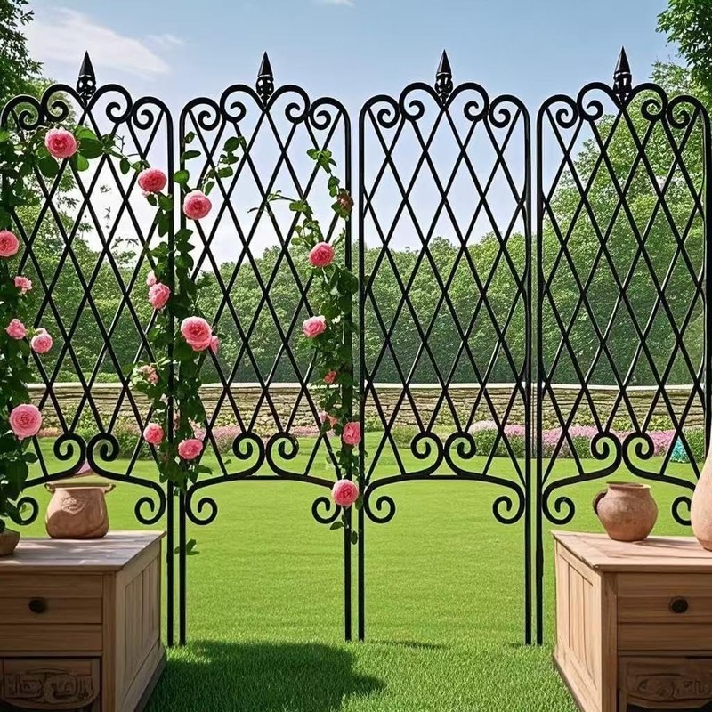 4 Pack Decorative Garden Trellis for Climbing Plants, Metal Fencing Black gallery