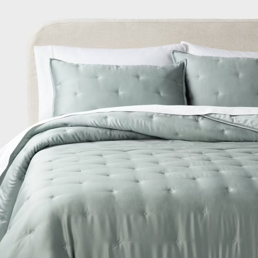 3pc Full/Queen TENCEL Comforter and Sham Set Light Teal Green - Threshold: gallery