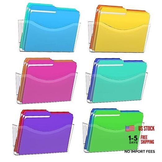 6 Pack Clear Single Pocket File Holder Hanging Wall Organizer, 6 PACK Clear gallery
