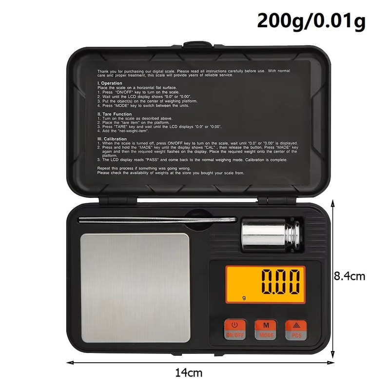 Digital Mini Pocket Scale – High Precision 200g/0.01g & 50g/0.001g gallery