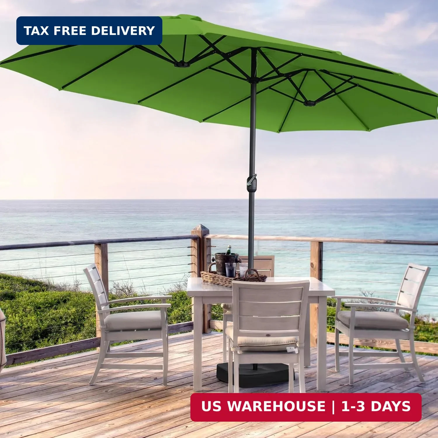 12 Ribs Umbrella Canopy Replacement for 15ft Double-Sided Patio Umbrella, Frame gallery