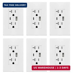 TOPGREENER USB Outlet, Type C & Type A USB Wall Outlet, 20 Amp Tamper-Resistant