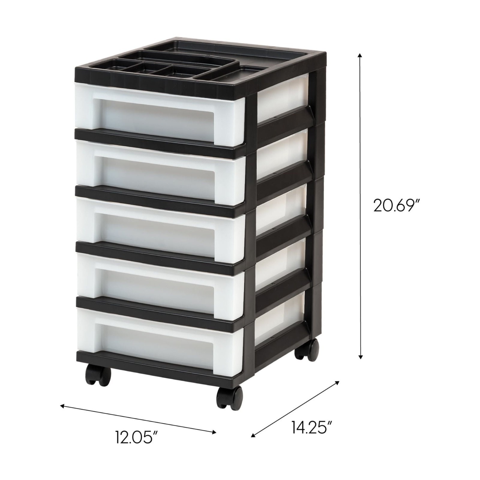 5-Drawer Narrow Plastic Storage Drawer Cart with Organizer Top, Black,NEW! gallery