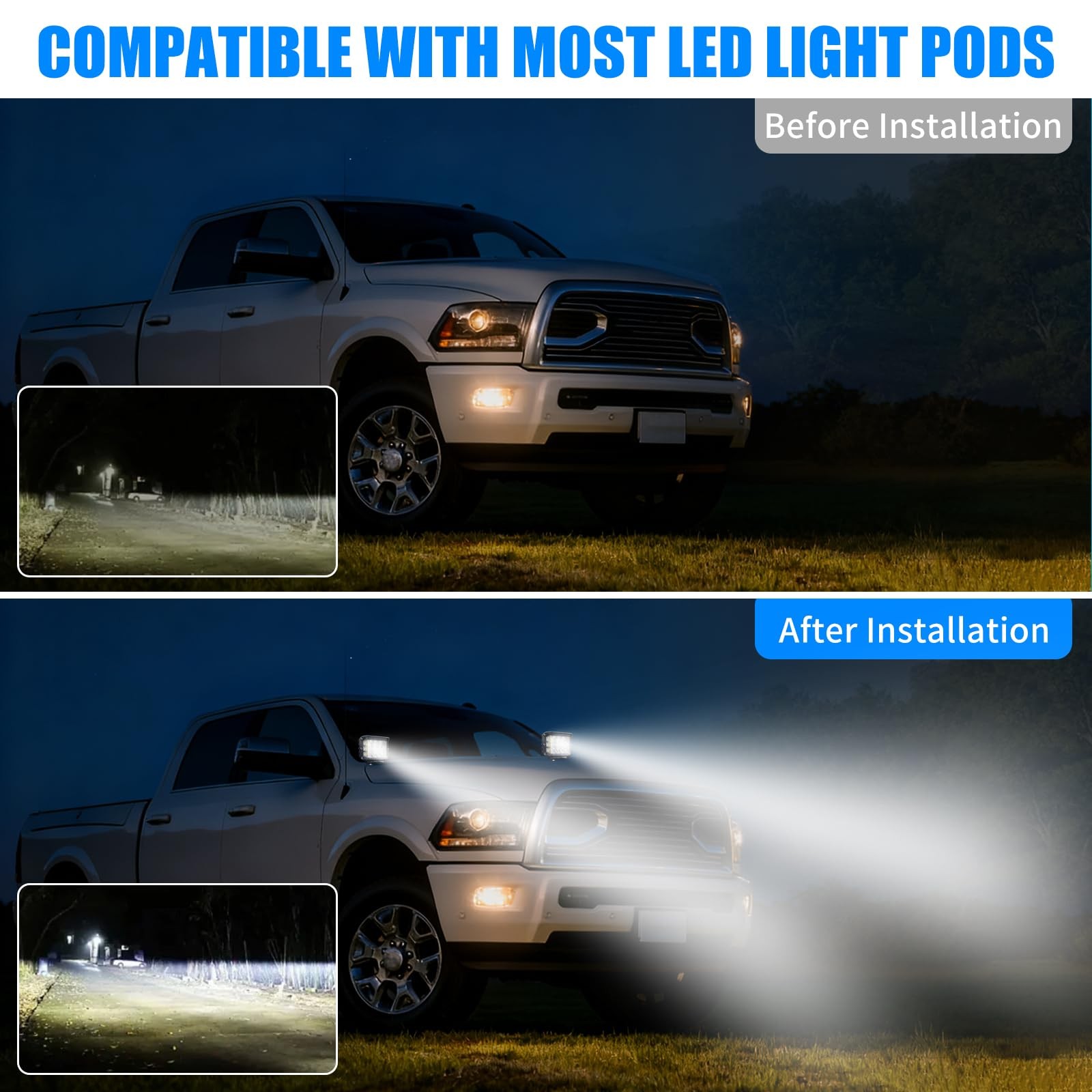 Dodge Ram 2500 3500 Ditch Light Mount Brackets for 20192024 LED Pods gallery