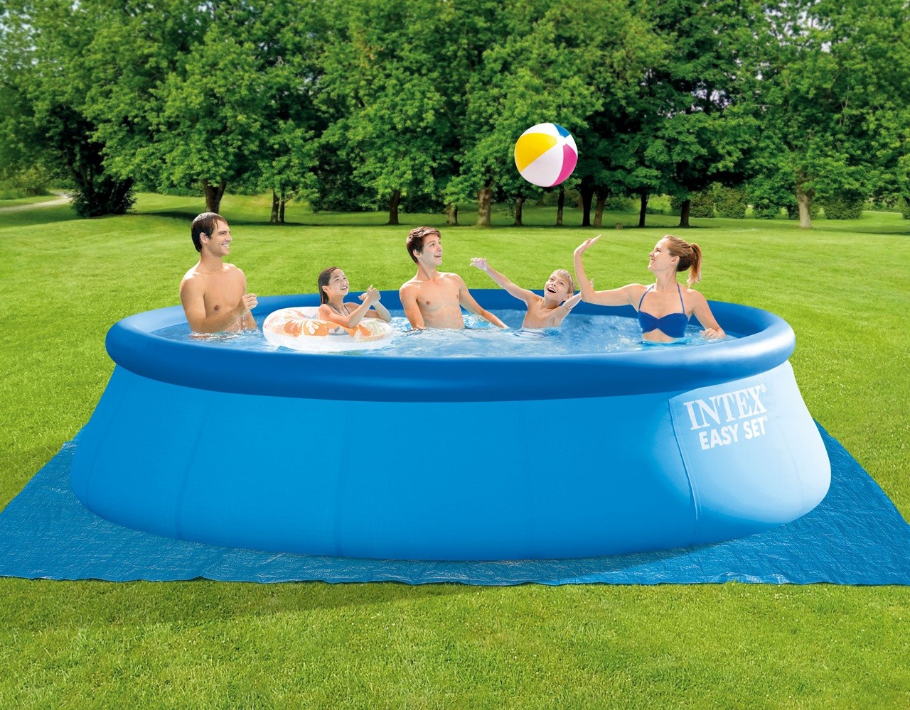 Intex 15ft x 48in Easy Set Above Ground Inflatable Pool withPump and Solar Cover gallery