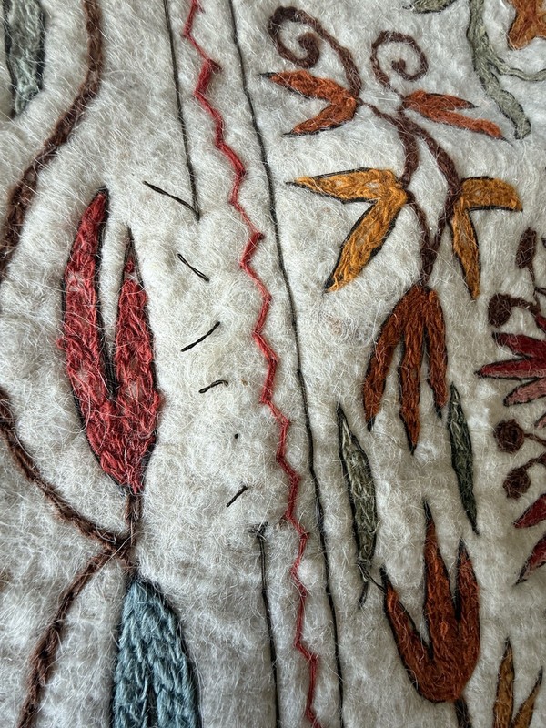 FELTED WOOL RUG-BLANKET-THROW. MULTI COLOURED FLORAL 34 X 62 gallery