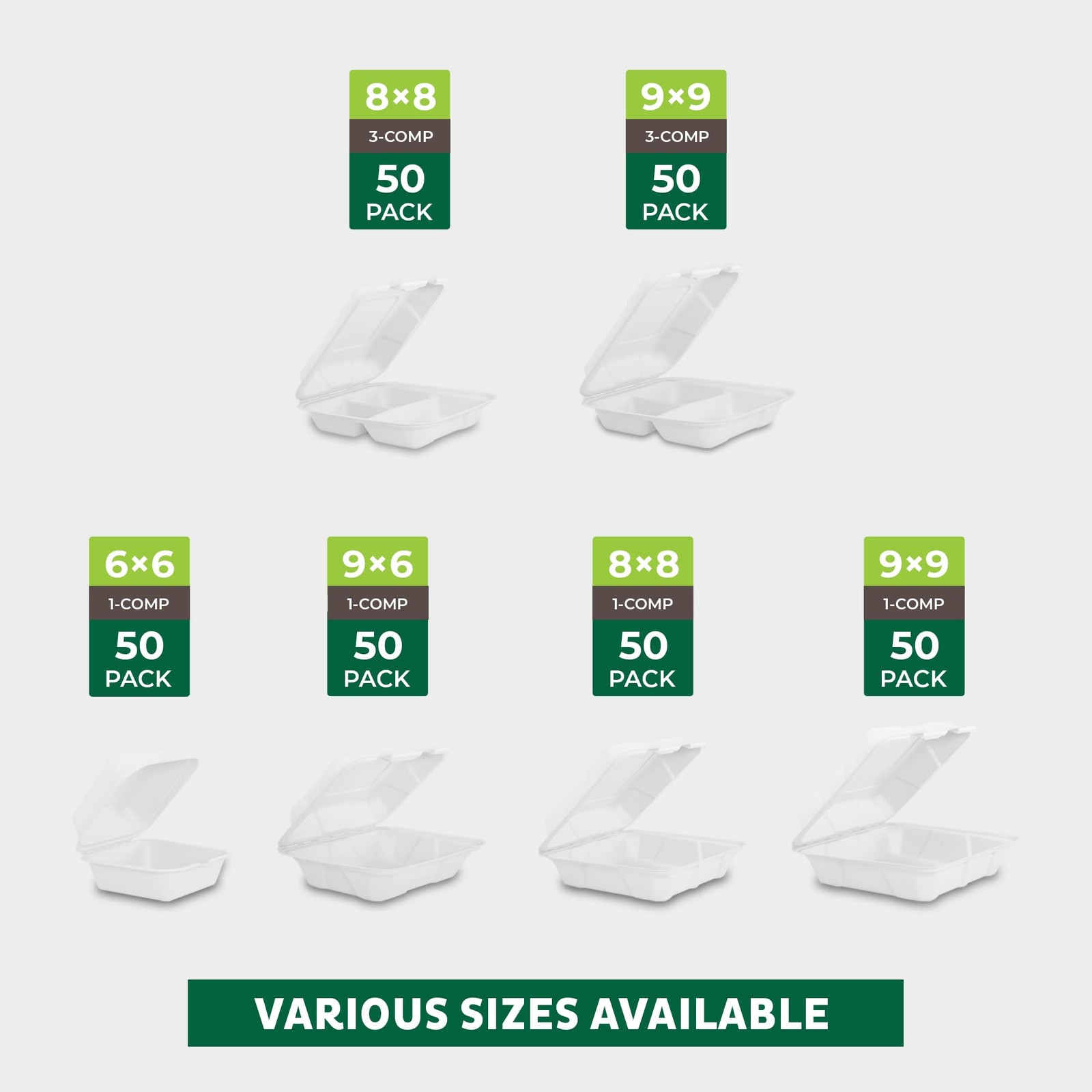 Freshware Clamshell Food Containers with Lids 9x6 50-Pack Disposable To Go gallery