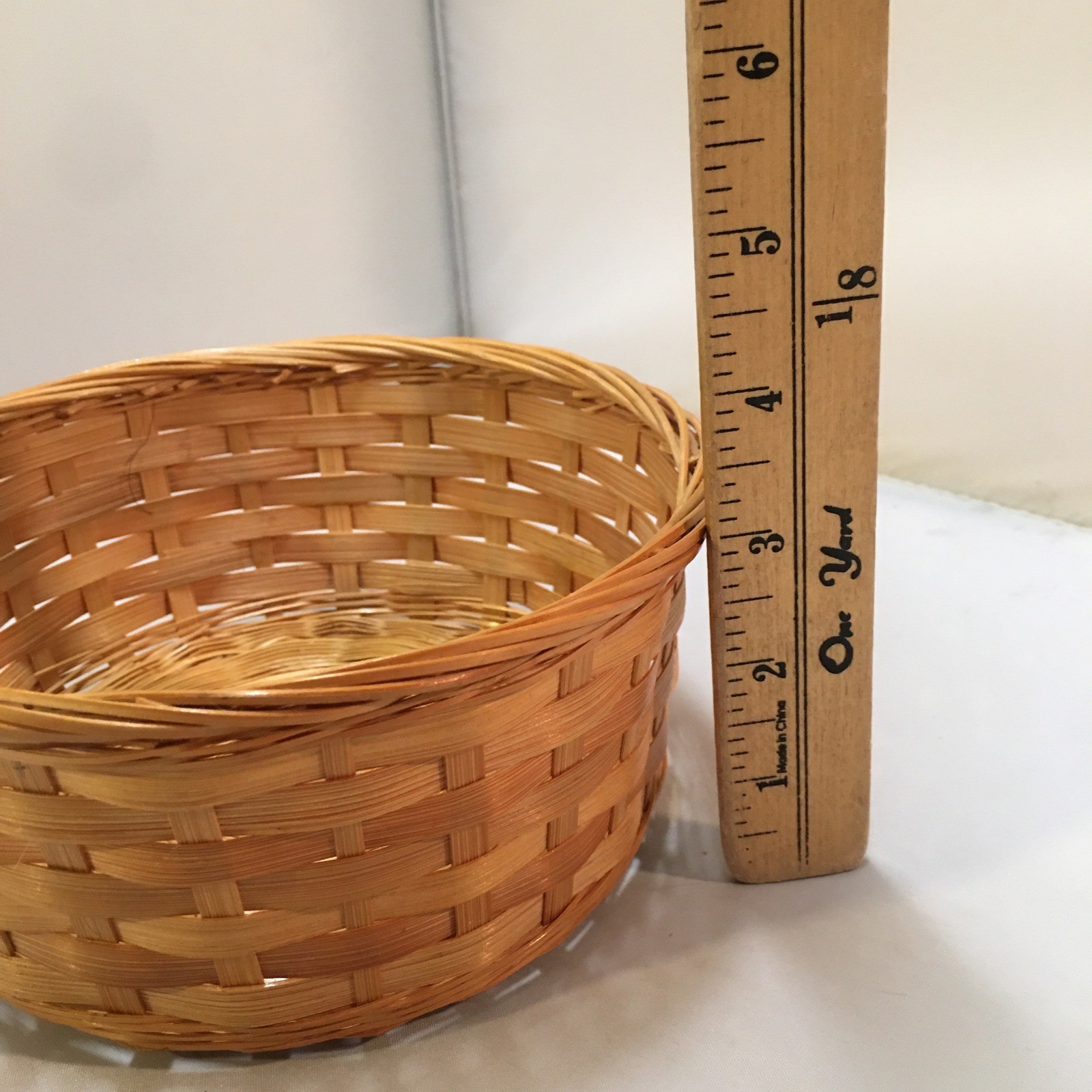 Woven Wicker Basket Home Decor Small Tan Round Natural Farmhouse Minimalist gallery