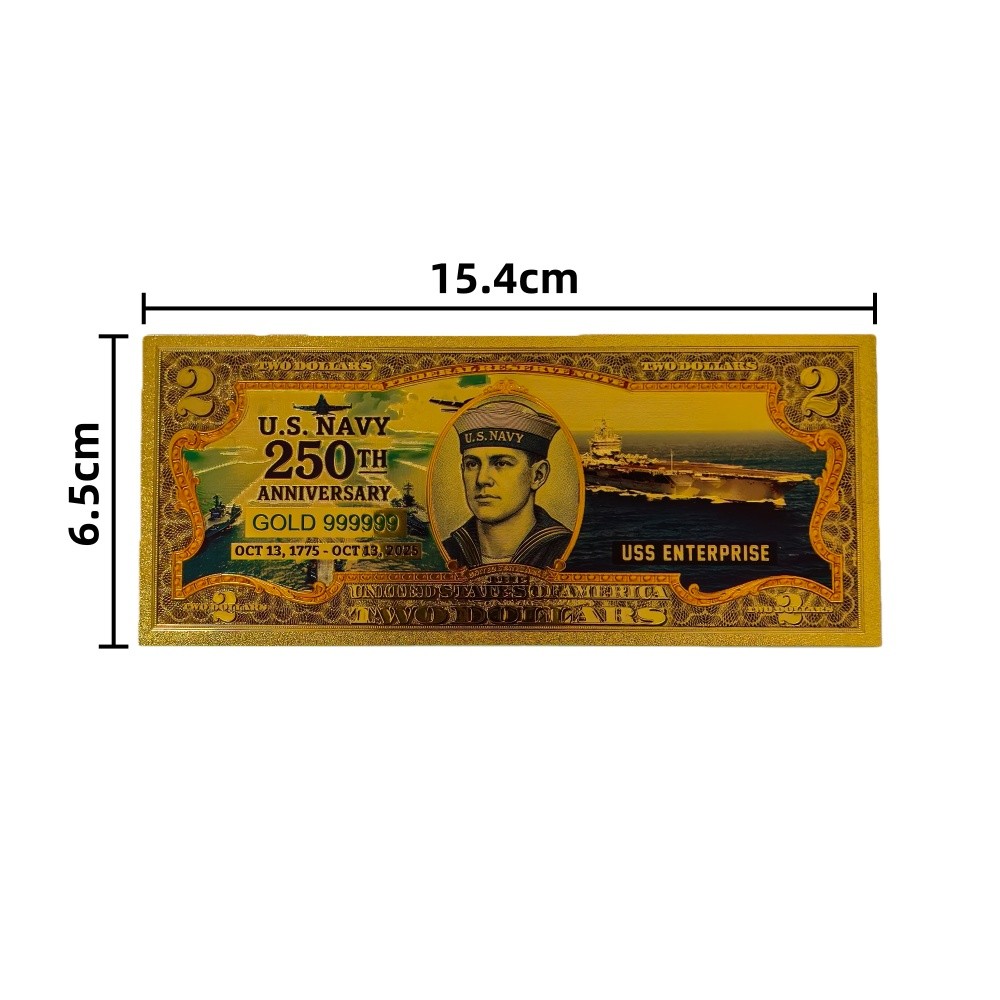 10pcs US 250th Anniversary Gold Foil Commemorative Banknote US NAVY Card Gift gallery