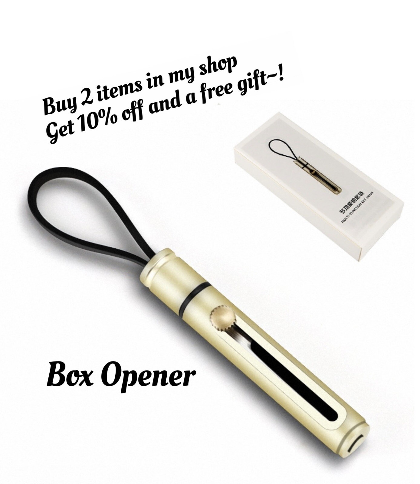 Box Cutter Package Opener Box Opener Keychain-gold color gallery