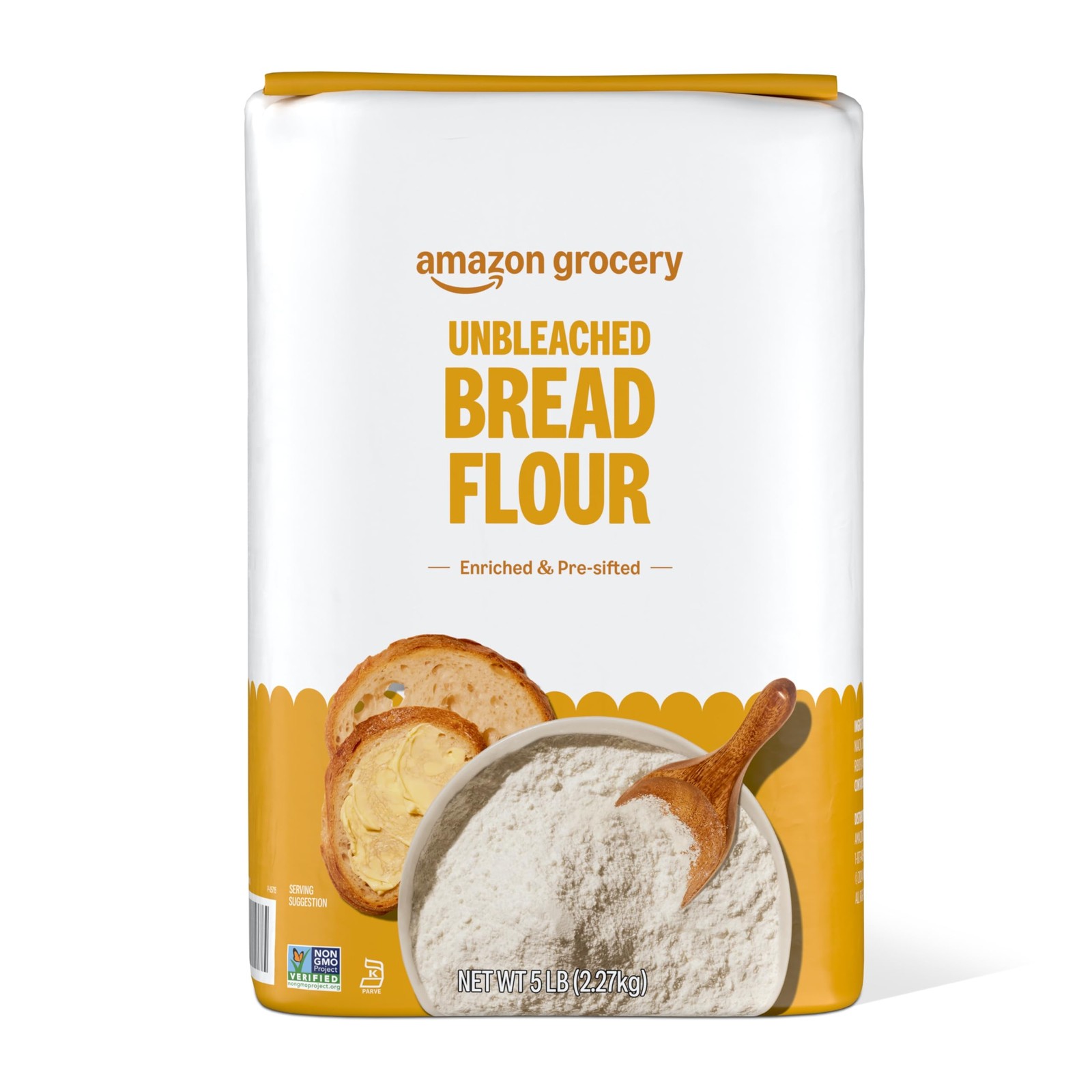 Amazon Grocery, Enriched Bread Flour, Unbleached, 5 Lb 5 Pound gallery