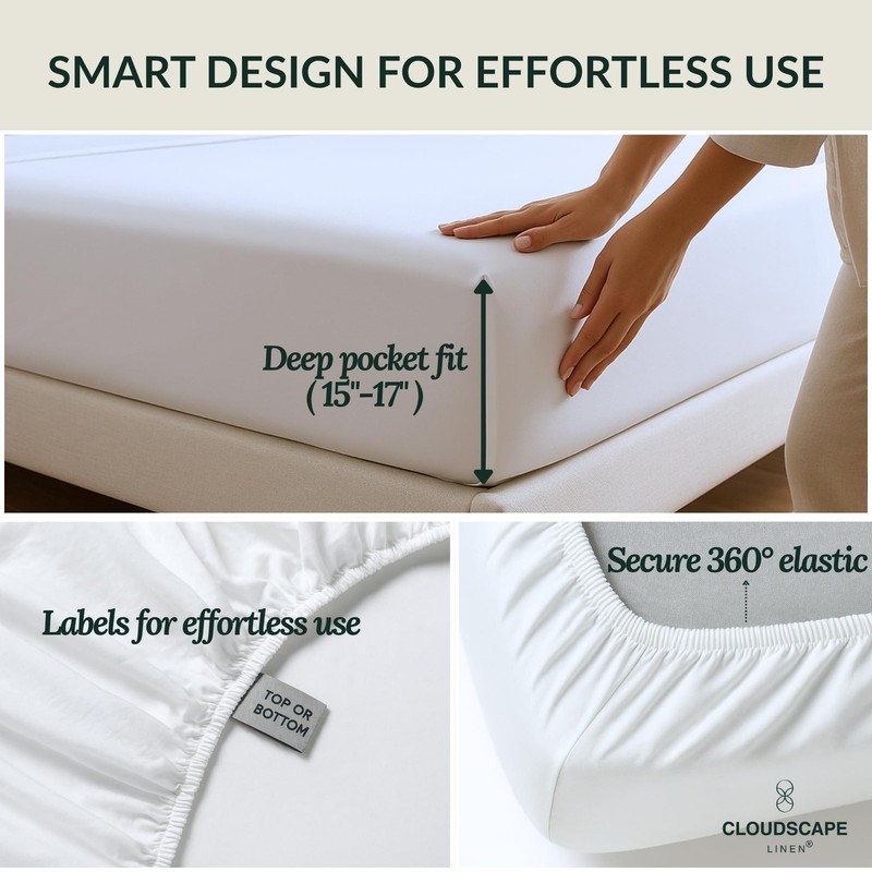 CLOUDSCAPE 100% Egyptian Cotton Sheets King Size - 400 Thread Count 17" Extra... gallery