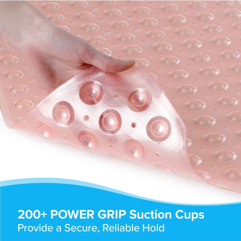 SlipX Solutions Extra Long Bath Mat: 39" Coral Bathtub Mat with Suction Cups gallery