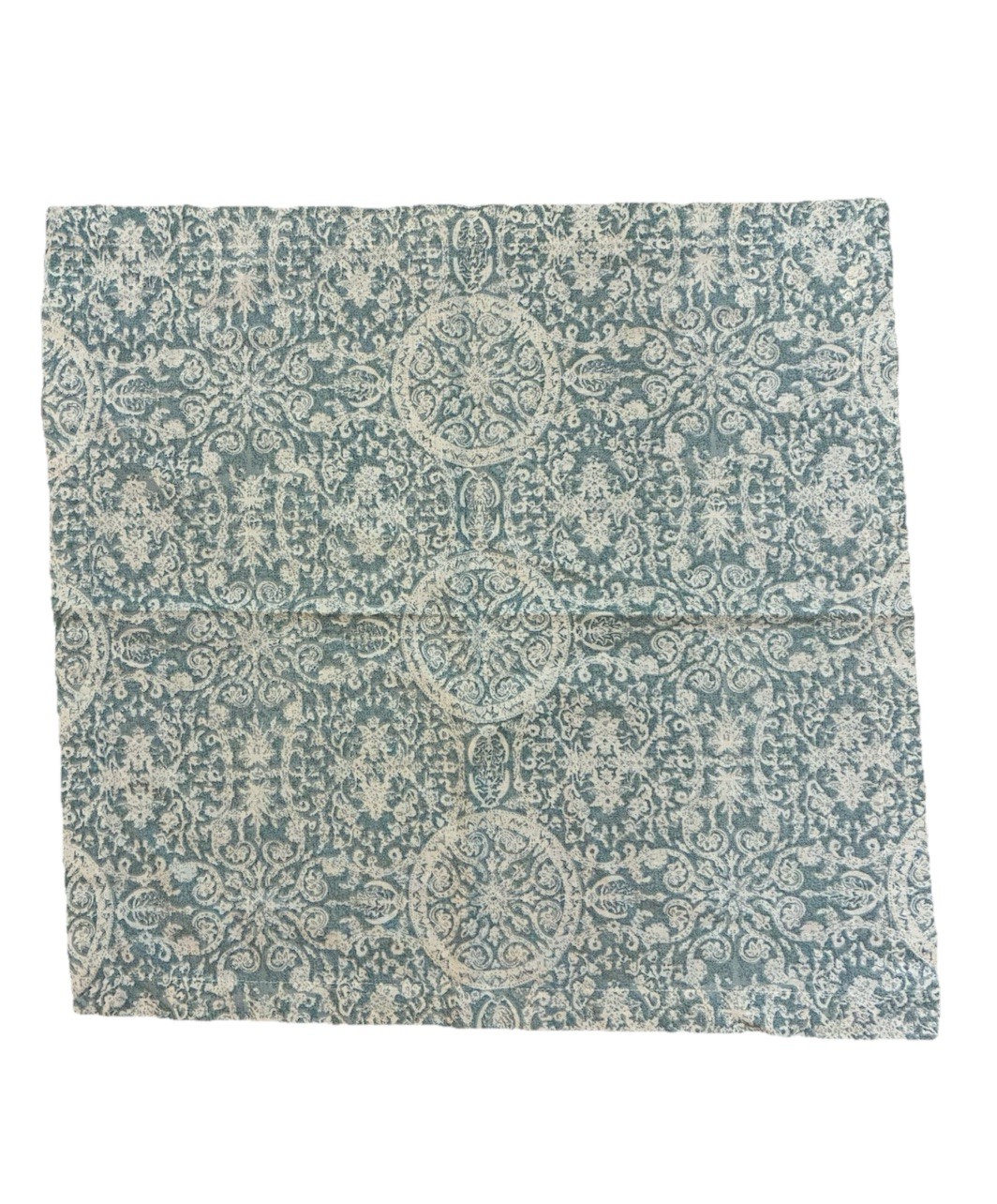 Pottery Barn Napkin Set (6) Cotton Linen Blue & Cream Damask 20”x 20” gallery
