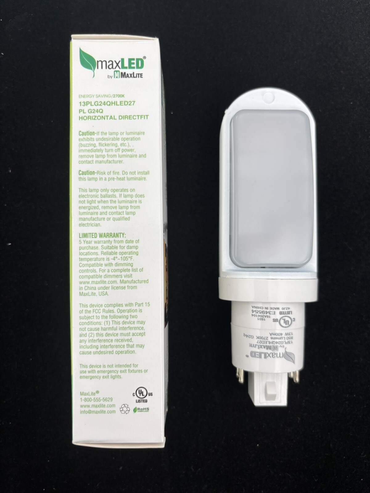 ⚡️4-pack MaxLED Horizontal Directfit 26Watt Replacement CFL⚡️13PLG24QHLED27 🐕 gallery
