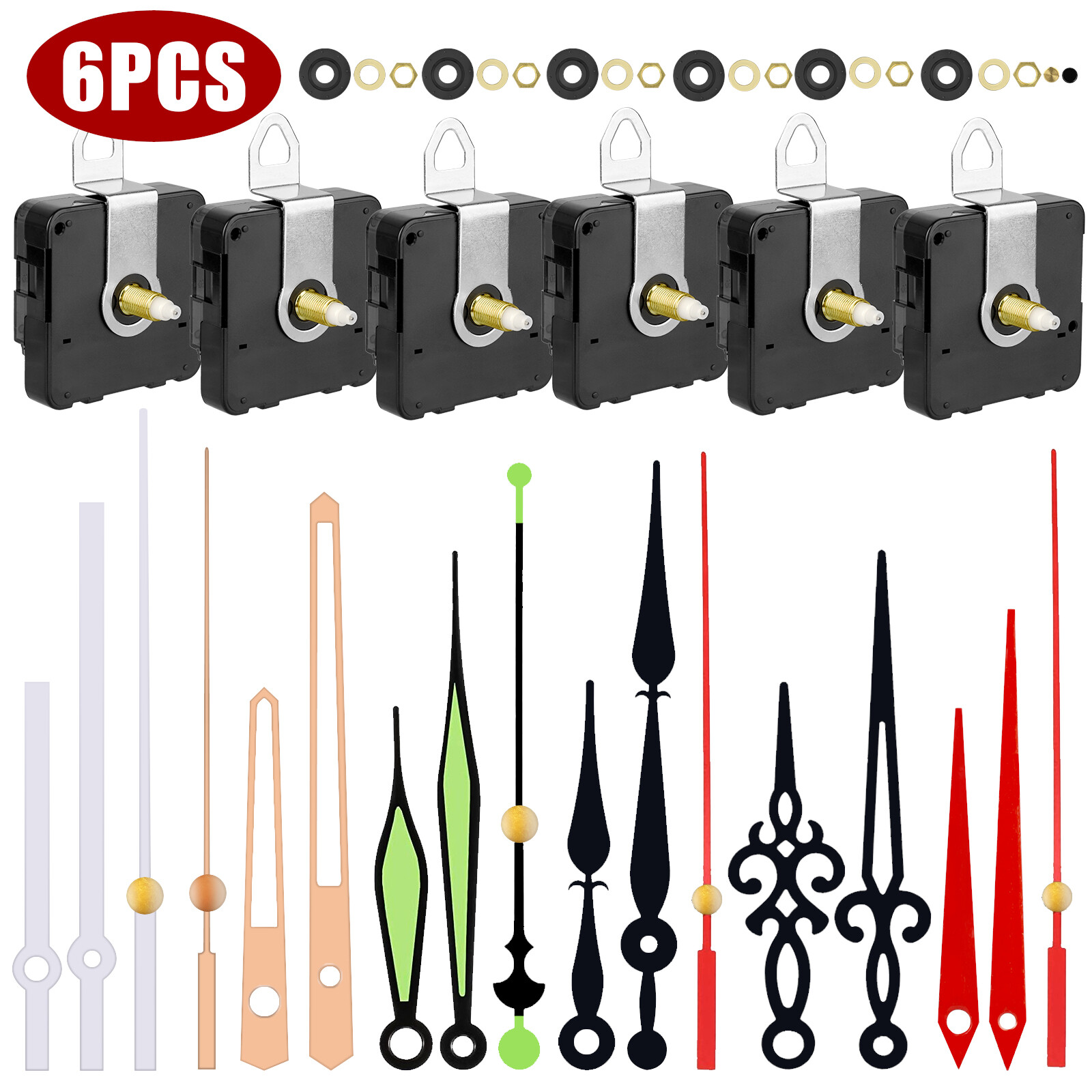 6PCS DIY Wall Quartz Clock Movement Mechanism Replacement Repair Tool Parts Kit gallery