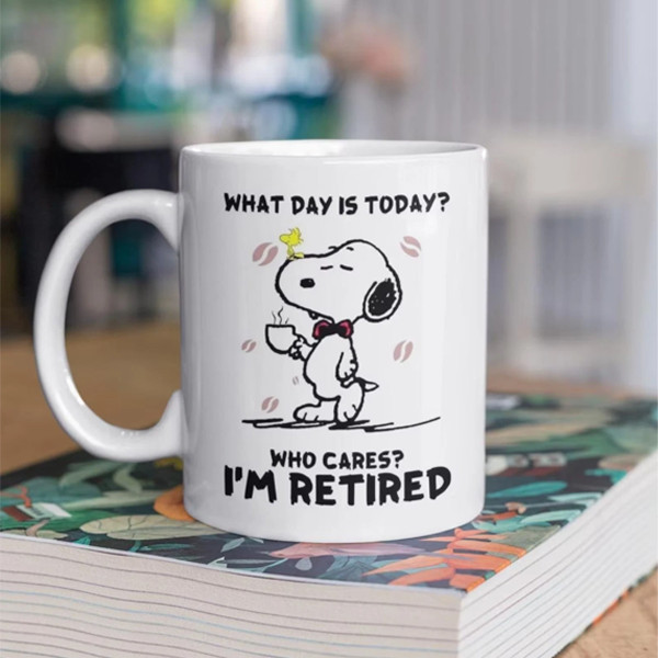 Snoopy Woodstock Retirement Ceramic Mug 11oz Who Cares I'm Retired Funny Gift Wh gallery