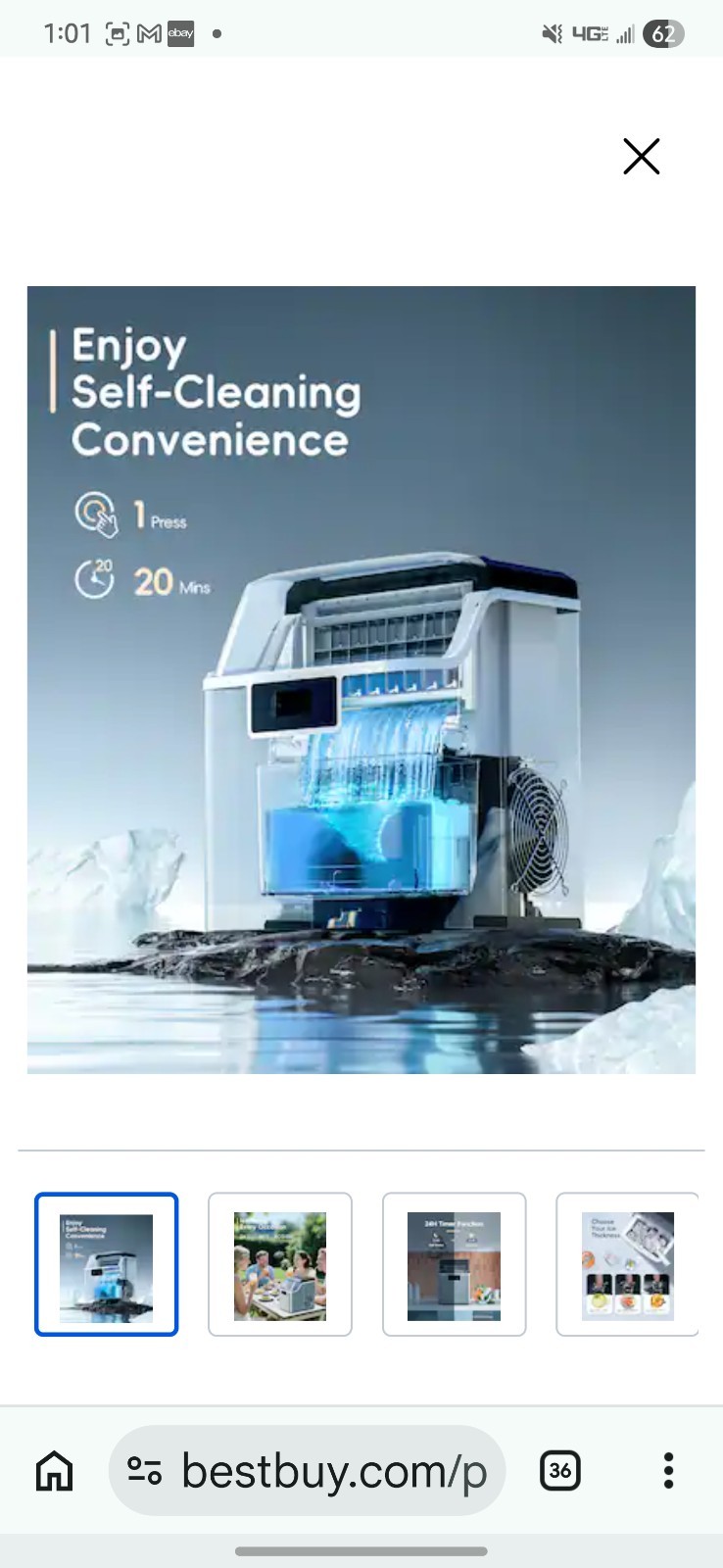 Ecozy Countertop Ice Maker - 45 lbs/day!! Stainless Steel, Portable - MSRP $260 gallery