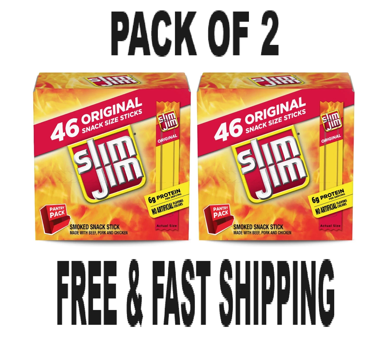 Slim Jim Original Smoked Snack Sized Sticks, 0.28 oz Meat Sticks, 46 Co. 2 pack gallery