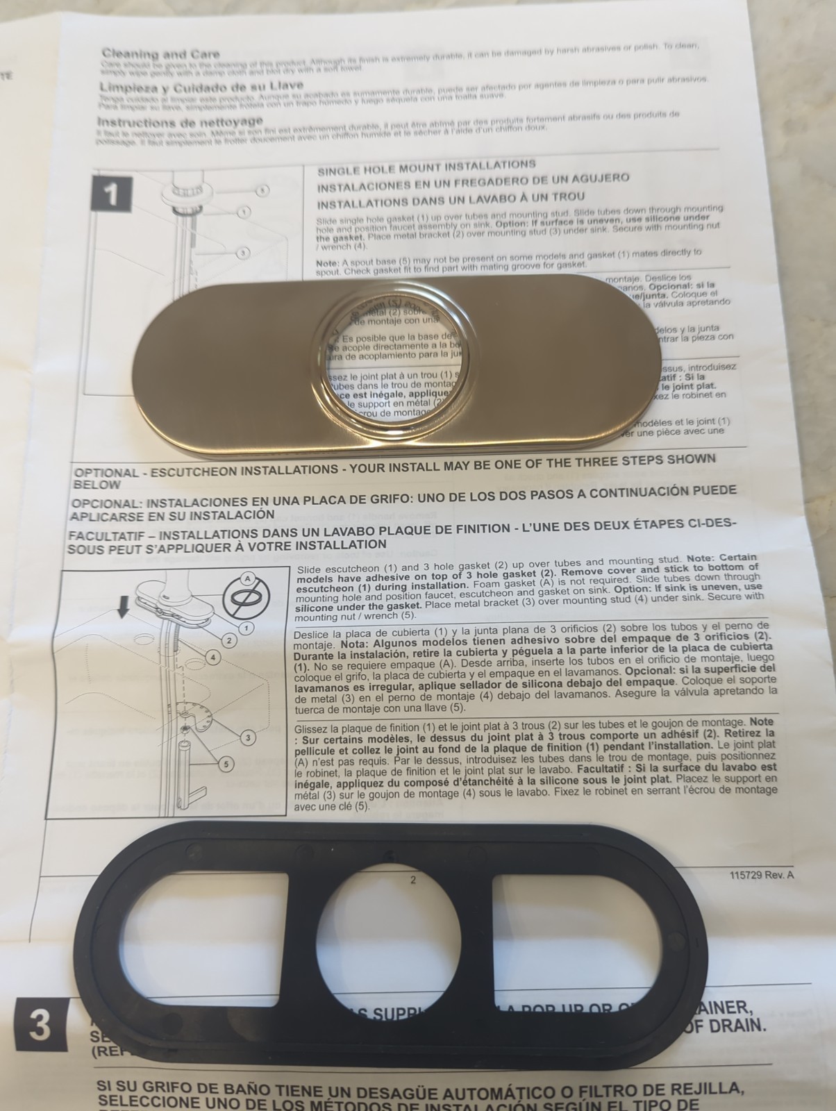 NEW Delta RP102057PCPR Escutcheon/Gasket in Champagne Bronze for Bathroom Faucet gallery