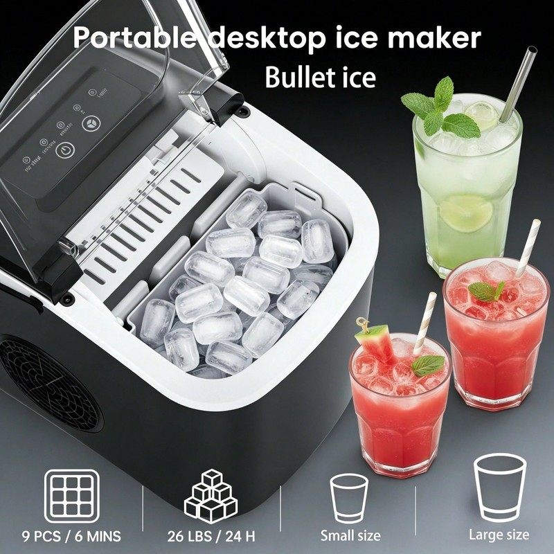 Countertop Ice Maker Compact 26lbs Auto-Clean 11.8" Portable for Camping RV NEW gallery