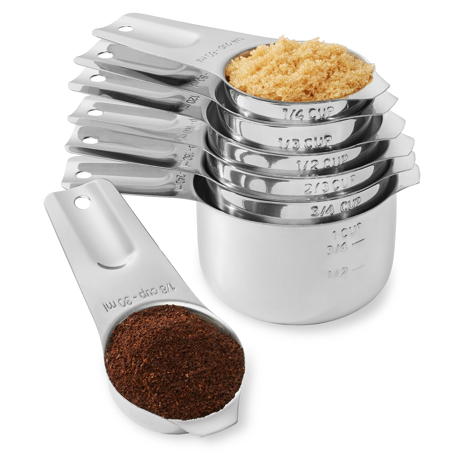 7pc Stainless Steel Measuring Cup Set for Dry Liquid Cooking Baking Ingredients gallery