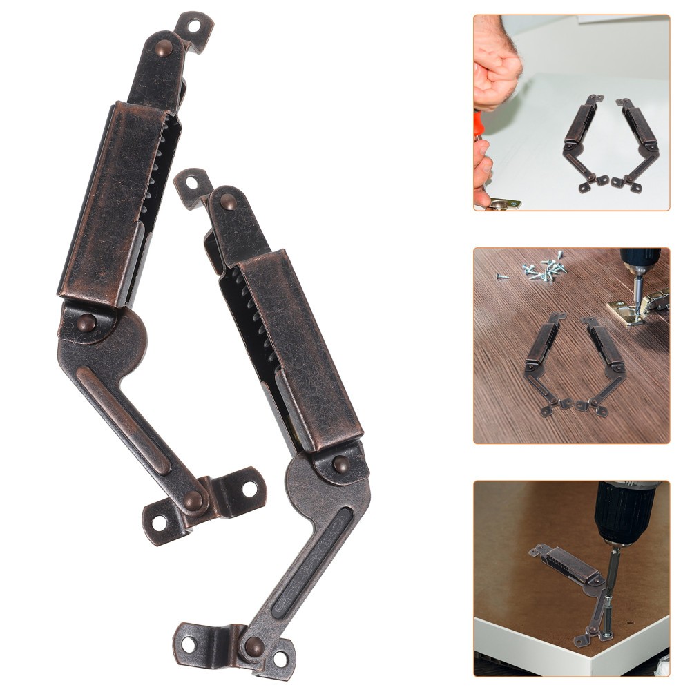 2Pcs Dark Brown Lid Support Hinges for Wooden Boxes Smooth Operation Garage Use gallery
