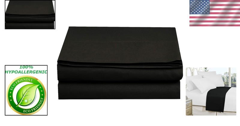 Hotel Quality Black Microfiber Flat Sheet - Queen Size, Stain-Resistant gallery