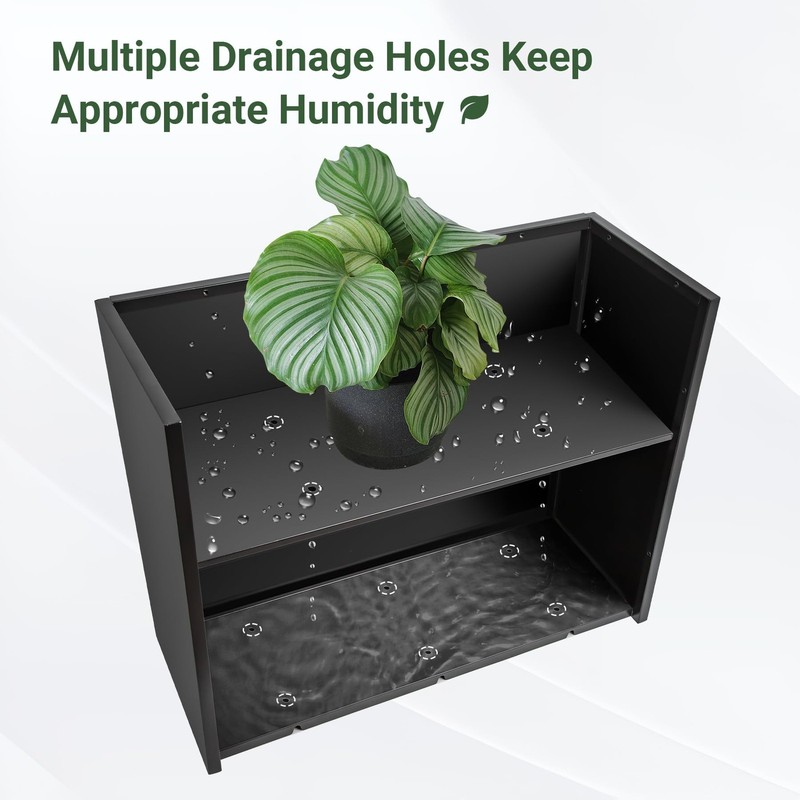 Metal Planter Box 36 x 12 26 Rectangular Drainage Black Toriexon Large Window gallery