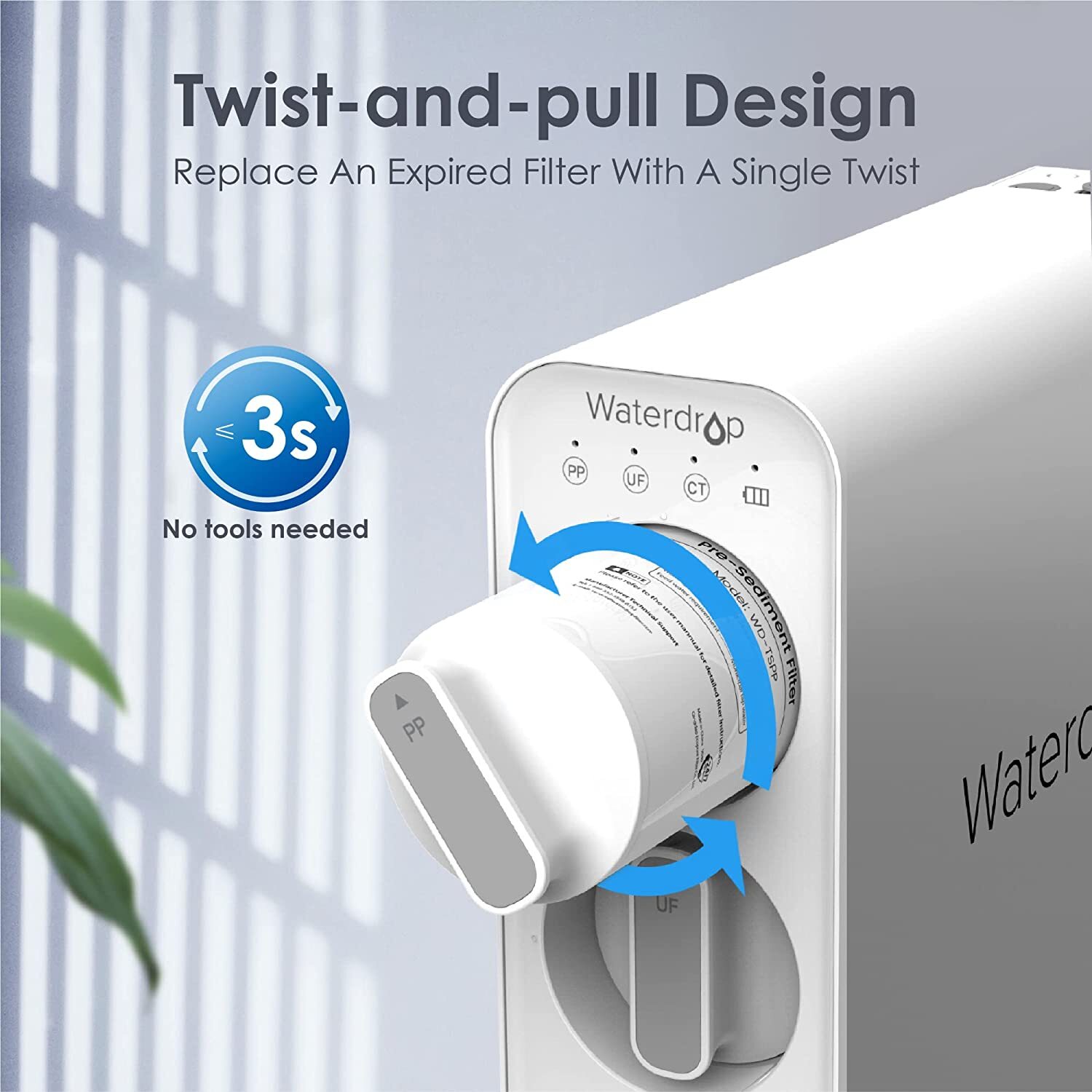 Waterdrop TSU 0.01μm Ultra-Filtration Under Sink Water Filter System, Bundle gallery