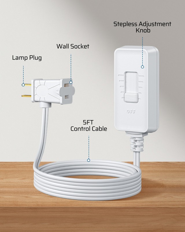DEWENWILS 6.6 ft Plug Dimmer Switch For Dimmable LED/CFL Lights Full Range Slide gallery