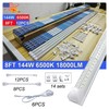 12 Pack 8FT Integrated LED Shop Lights 144W 18000Lm 6500K Barn Ceiling Fixture gallery