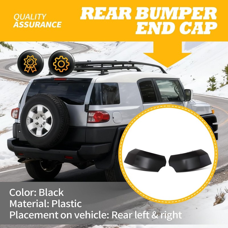 Rear Bumper End Cap Compatible with 2007-2014 FJ Cruiser 5246235030 Pair Black gallery