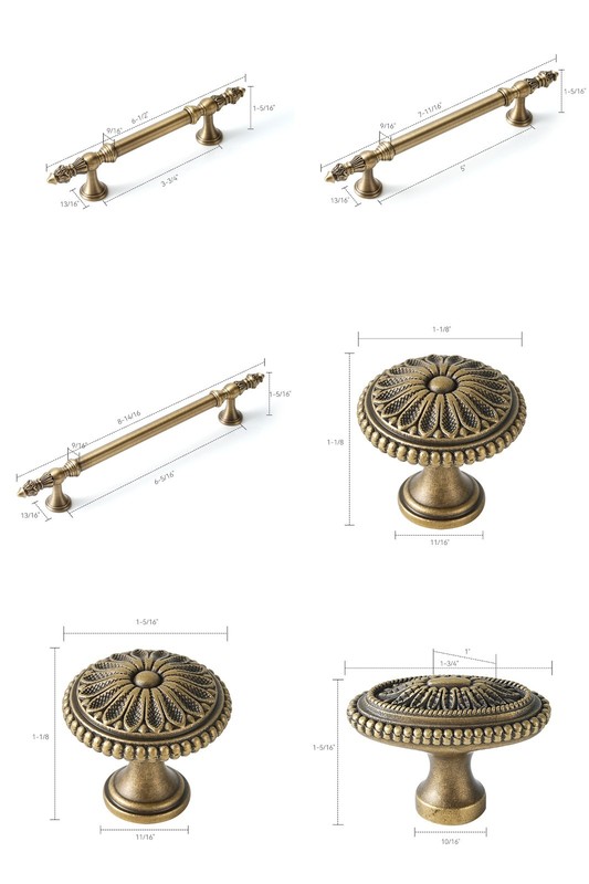 Solid Brass Cabinet Handle ø28/32mm Drawer Knob 3.8"/5"/6.3" CC Cabinet Pull gallery