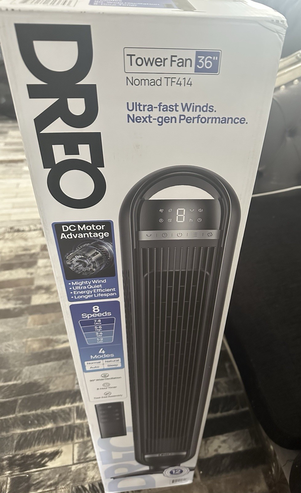 DREO TOWER FAN 36”quiet 25DB DC Motor Oscillates+ Remote Timer Black gallery
