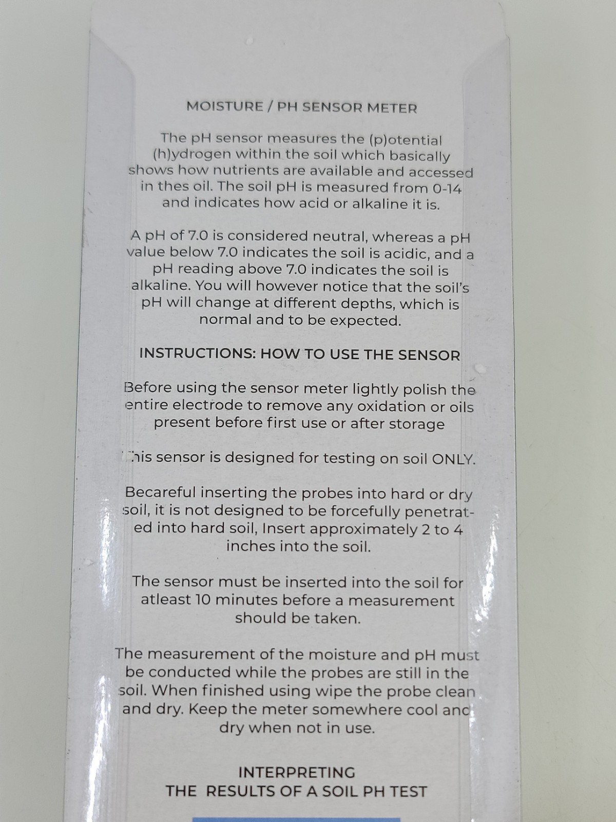 Cotswold Two Way Moisture PH Sensor Meter Gardening Tool No Batteries Required gallery